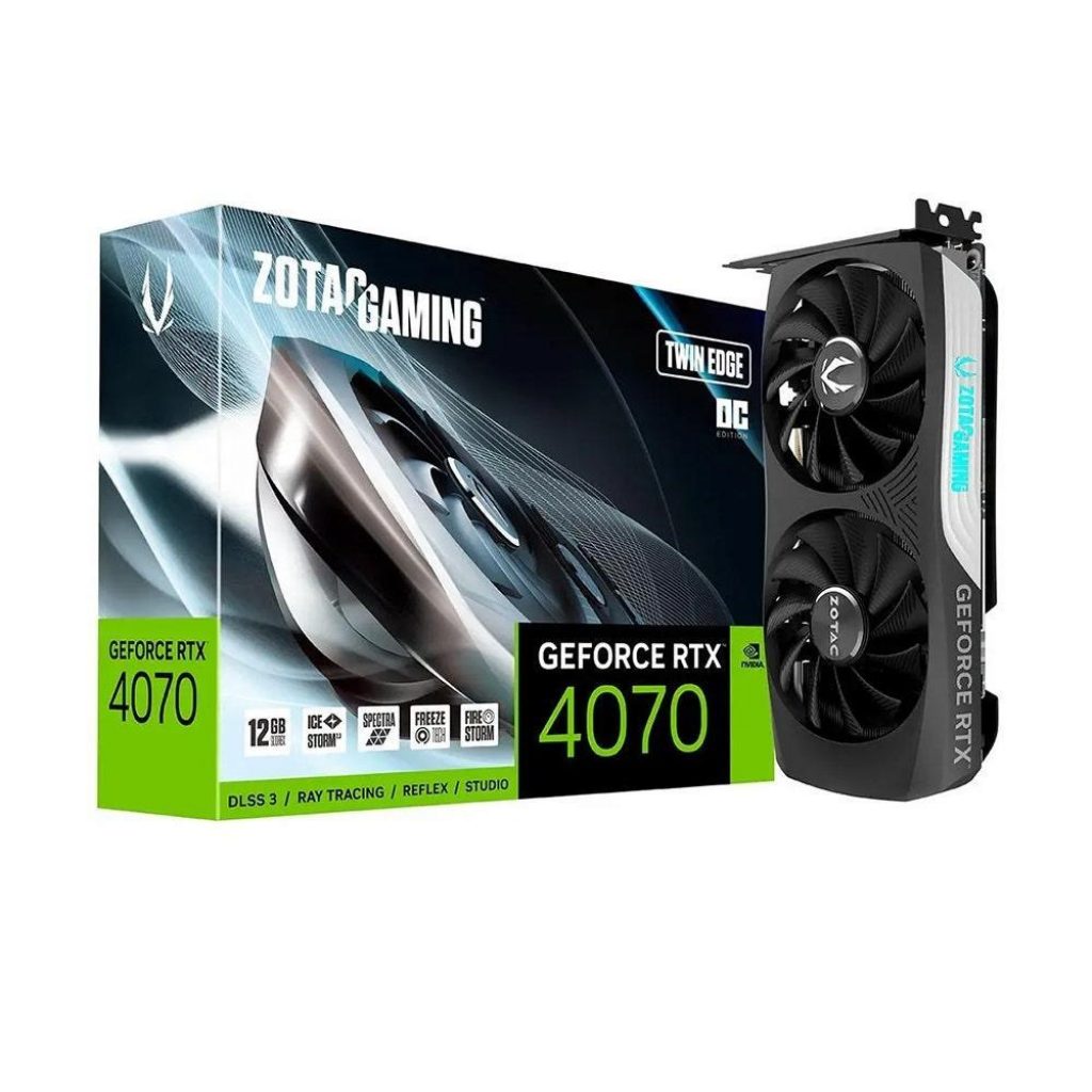 Placa De Vídeo Zotac Gaming, Geforce Rtx 4070 Twin Edge, 12GB, Gddr6x – ZT-D40700E-10M