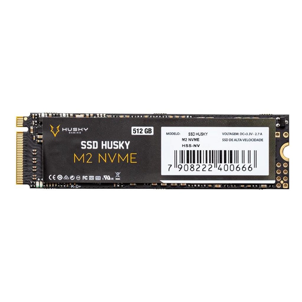 SSD 512 GB Husky Gaming, M.2 NVMe, Leitura: 2200 MB/s e Gravação: 1600 MB/s – HGML024