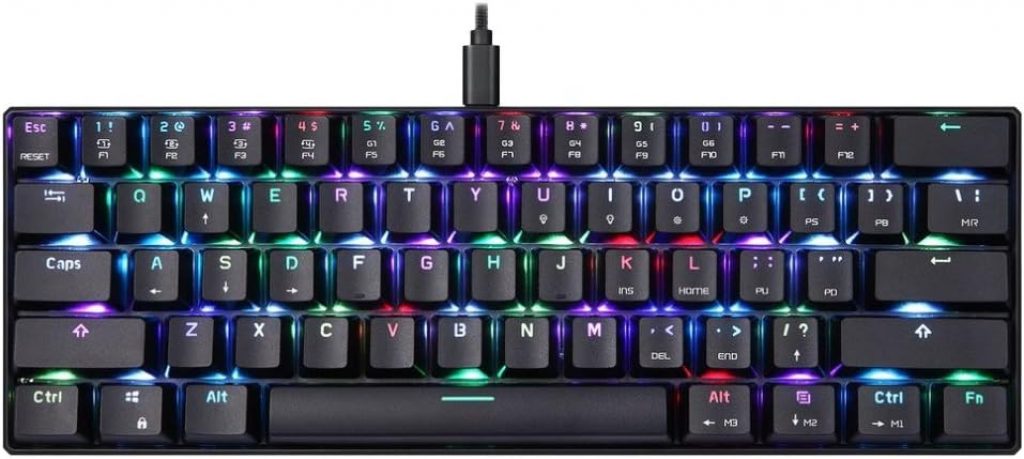 Teclado Mecânico Gamer MOTOSPEED CK61, RGB, Switch Outemu Vermelho, US – Preto