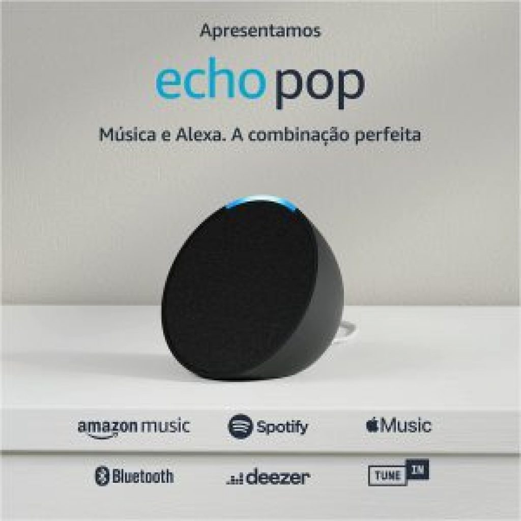 Echo Pop Amazon, com Alexa, Smart Speaker, Som Envolvente