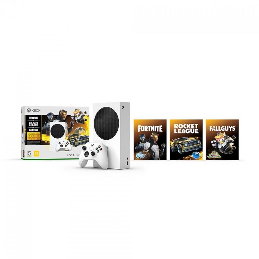 Console Xbox Series S + Fortnite + Rocket League + Fall Guys, 512GB, White, Com 1 Controle, RRS-00076