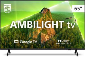 Smart TV Philips Ambilight 65″ 4K 65PUG7908/78, Google TV, Comando de Voz, Dolby Vision/Atmos, VRR/ALLM, Bluetooth