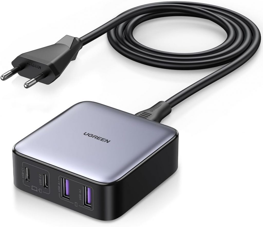 UGREEN Nexode 65W Carregador USB C de 4 portas com tecnologia GaN II Compatível com MacBook Pro Air iPad Pro Air Mini iPhone 14 Pro Max 13 12 Galaxy S23 Ultra S22 S21 Pixel 7 Pro