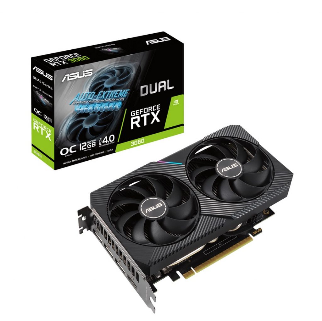 Placa de Vídeo RTX 3060 Asus Dual O12G V2 NVIDIA GeForce, 12GB GDDR6, LHR, DLSS, Ray Tracing – DUAL-RTX3060-O12G-V2