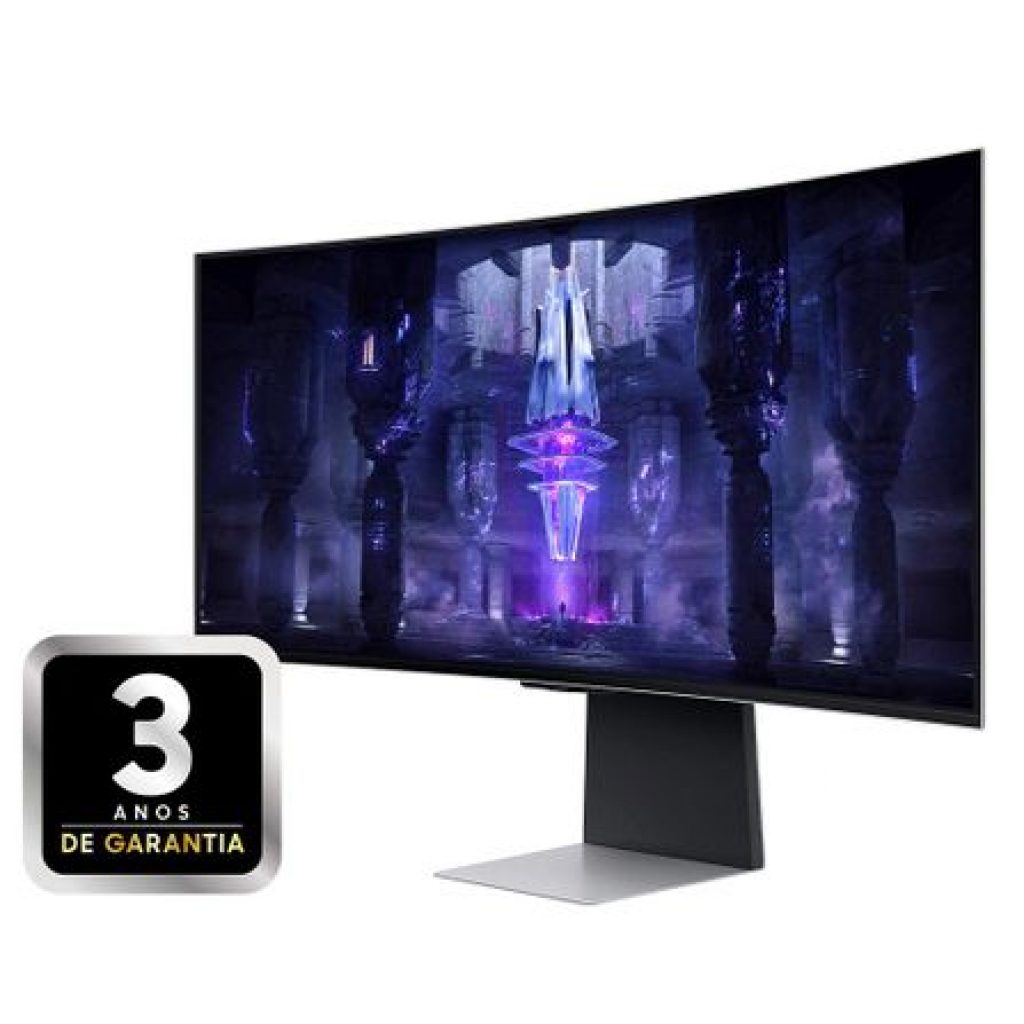 Monitor Gamer Samsung Odyssey G8 34″ OLED QHD, 175Hz, 0.1ms, DisplayPort, HDMI e USB-C, FreeSync Premium, HDR, VESA, Preto – LS34BG850SLXZD