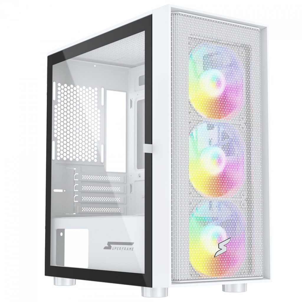 Gabinete Gamer SuperFrame Wind, Mid Tower, Vidro Temperado, M-ATX, White, Sem Fonte, Com 3 Fans