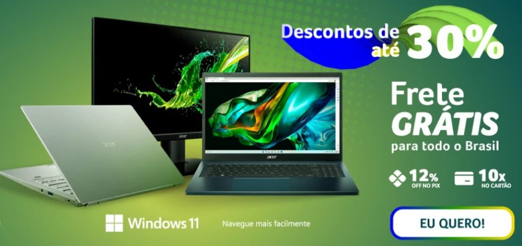 Cupom de 15% de desconto Acer