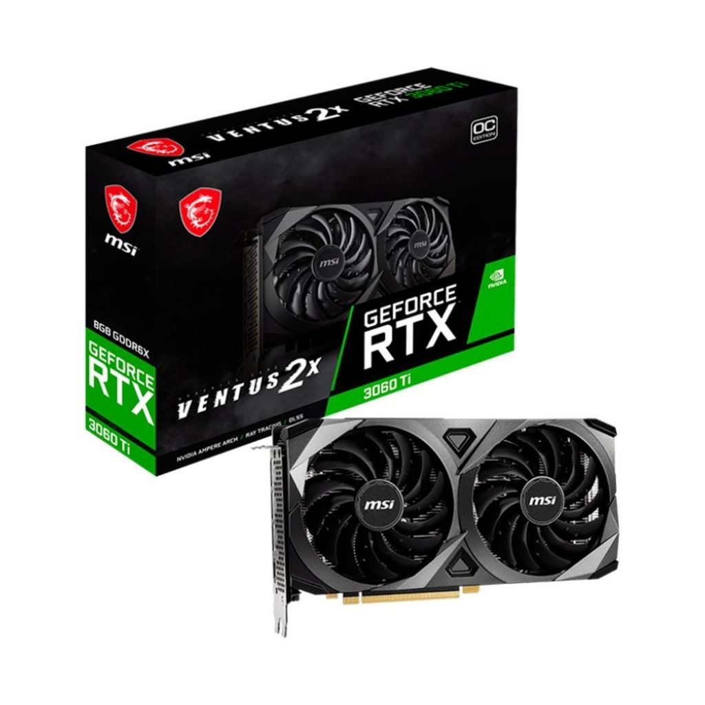 Placa de Vídeo RTX 3060 TI Ventus 2X 8GD6X OC MSI NVIDIA GeForce, 8GB GDDR6X, G-Sync, Ray Tracing, 256 bits – 85423190