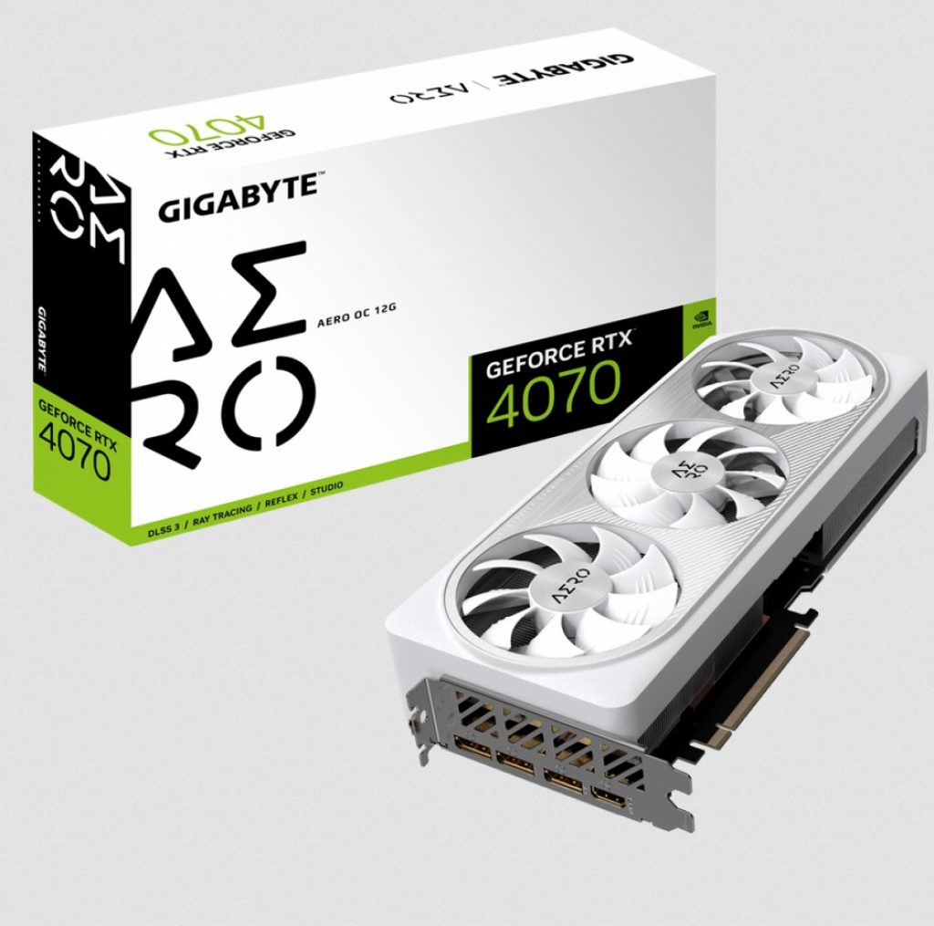 Placa de Vídeo Gigabyte NVIDIA GeForce RTX 4070 Aero OC White, 12GB, GDDR6X, DLSS, Ray Tracing, GV-N4070AERO OC-12GD