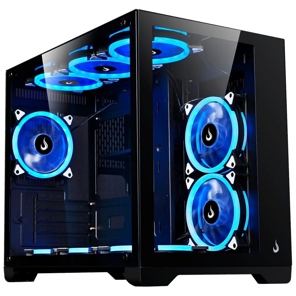 Gabinete Gamer Rise Mode Galaxy Glass M, Mini Tower, Lateral e Frontal em Vidro Temperado, Sem Fans, Preto – RM-GA-GGM-FB