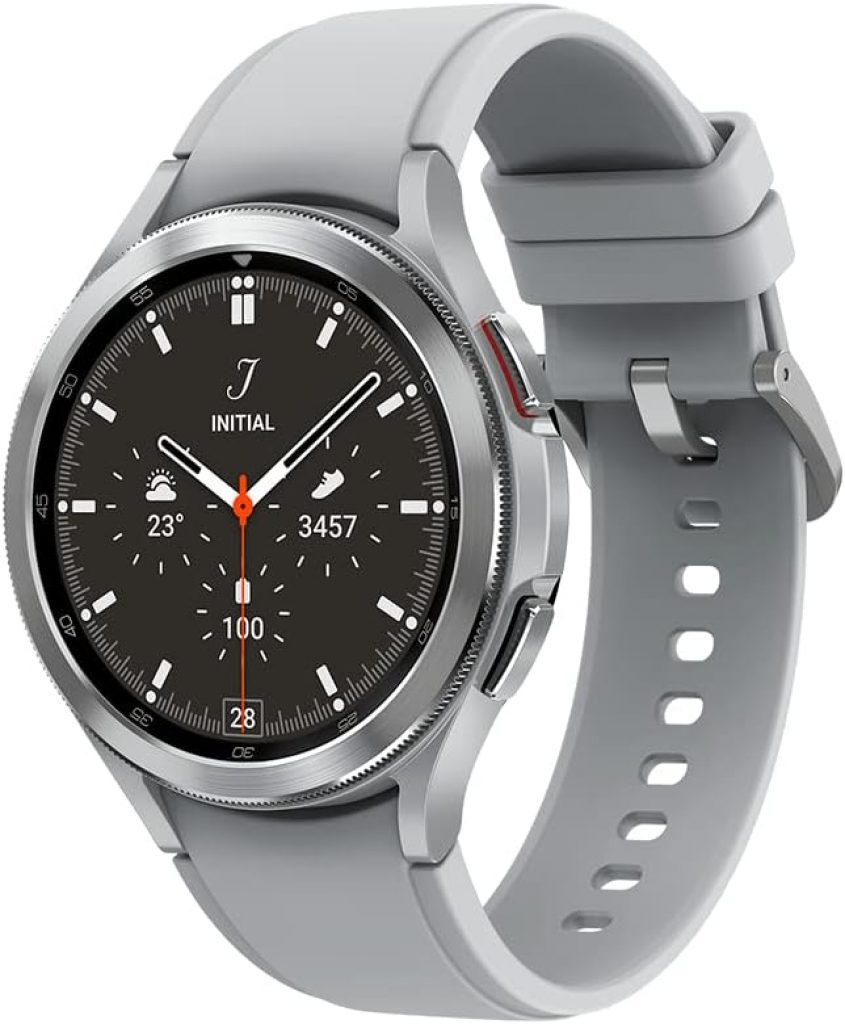 Galaxy Watch4 Classic BT 46mm Samsung Prata com 1,4″, Pulseira de FKM, Wi-Fi, Bluetooth e 16GB