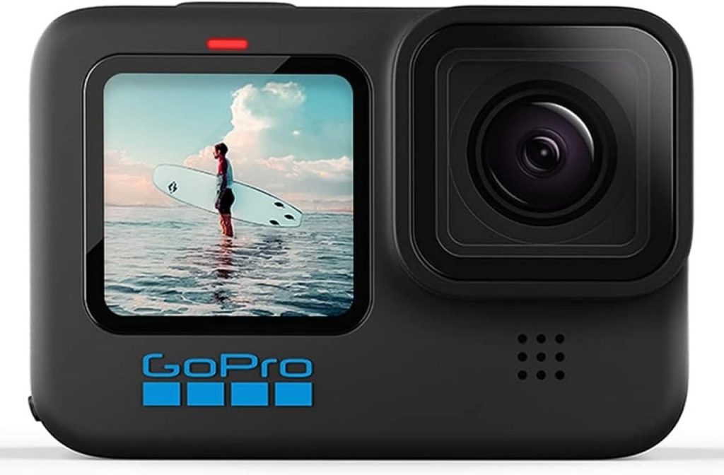 Câmera GoPro HERO10 Black à Prova com LCD Frontal, Vídeos 5.3K 60, Fotos 23MP, Chip GP2, HyperSmooth 4.0, Live Streaming 1080p, Webcam, Conexão Nuvem, Preta