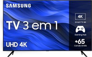 Smart TV 65″ UHD 4K Samsung 65CU7700, Processador Crystal 4K, Samsung Gaming Hub, Visual Livre de Cabos, Tela sem limites, Alexa built in