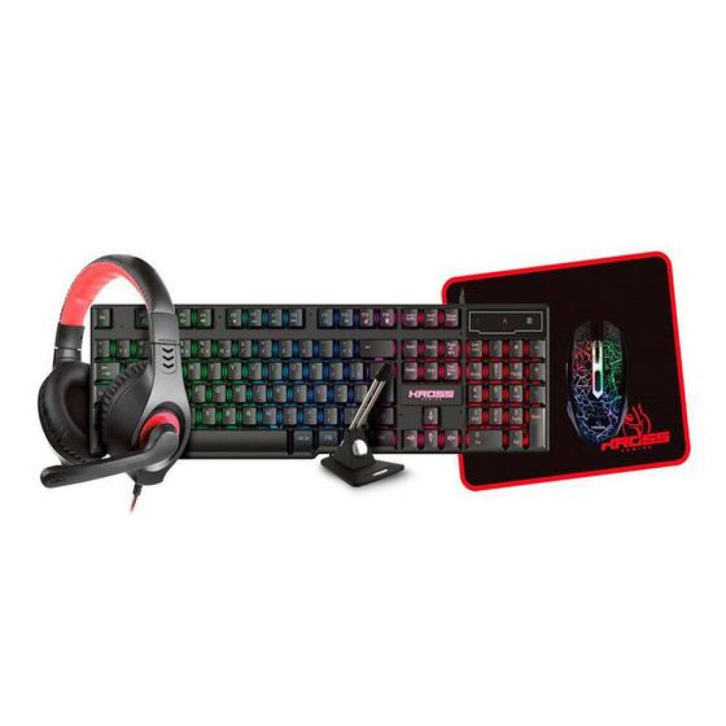 Kit Gamer 5 em 1 Mouse Teclado Mouse Pad Headset e Mouse Bungee Kross Elegance Ke-gk5150