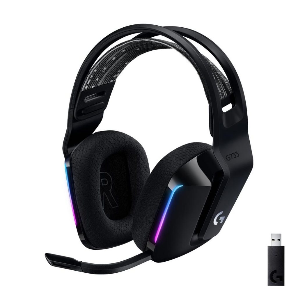 Headset Gamer Sem Fio Logitech G733 7.1 Dolby Surround RGB LIGHTSYNC, Blue VOICE para PC e PlayStation, Preto – 981-000863
