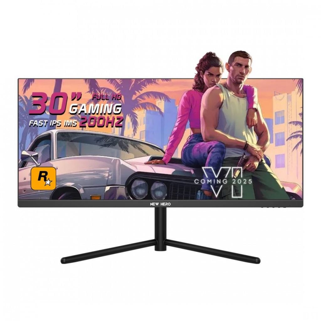 Monitor Gamer New Hero Blade Ultra, 30 Pol, Ultrawide, Full HD, 1ms, 200Hz, IPS, 105% sRGB, FreeSync, HDMI/DP, NH-E301H