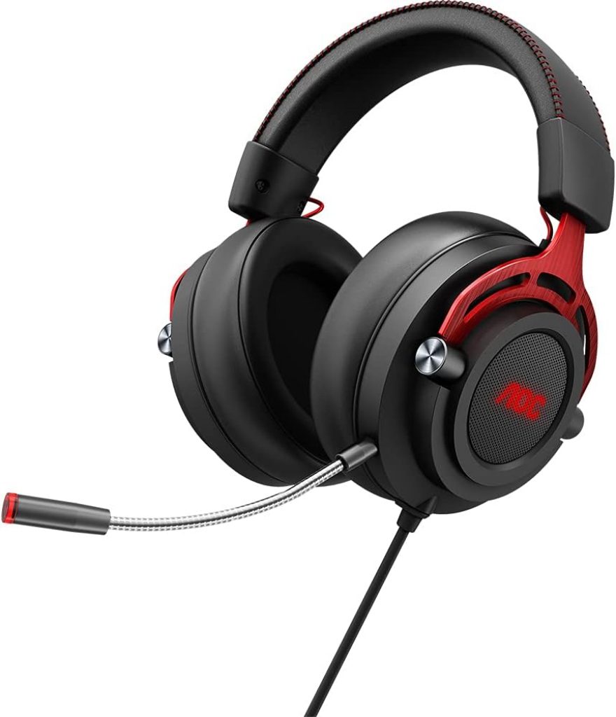 Headset Gamer AOC GH210, Driver De 50Mm, LED E Microfone Removível – GH210RA1B
