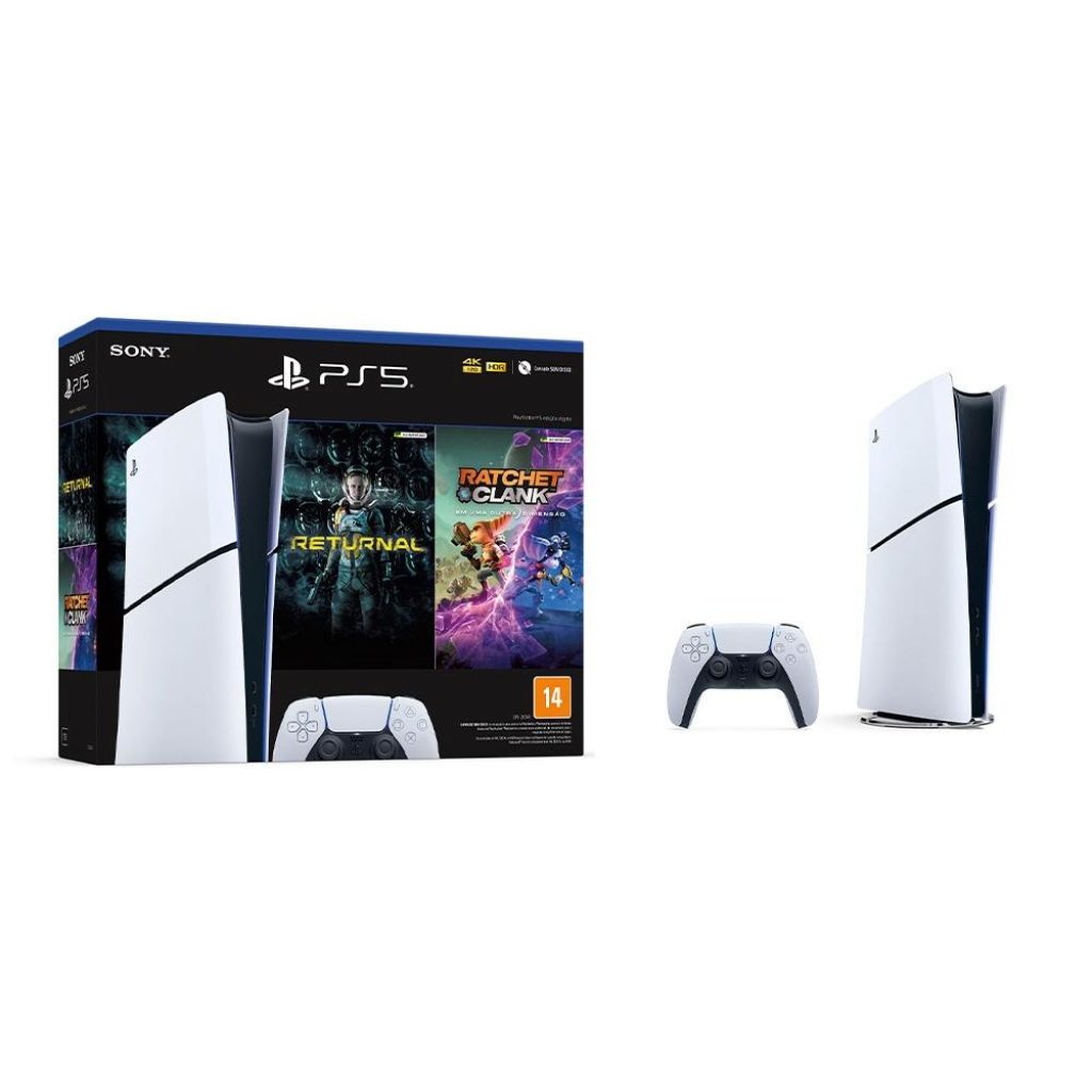 Console PlayStation 5 Slim, Edição Digital, Branco + 2 Jogos – 1000038914