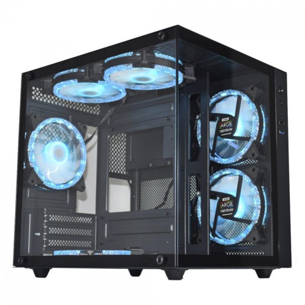 Gabinete Gamer K-MEX Aquario Micro, Mini Tower, Vidro Temperado, M-ATX, Black, Sem Fonte, Sem Fan, CG-02SB