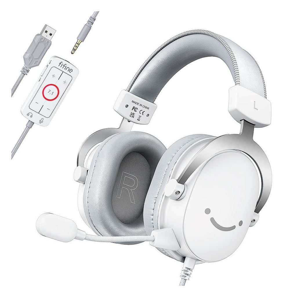 Headset Gamer Fifine H9, Som Surround 7.1, USB, Console e PC, Branco ...