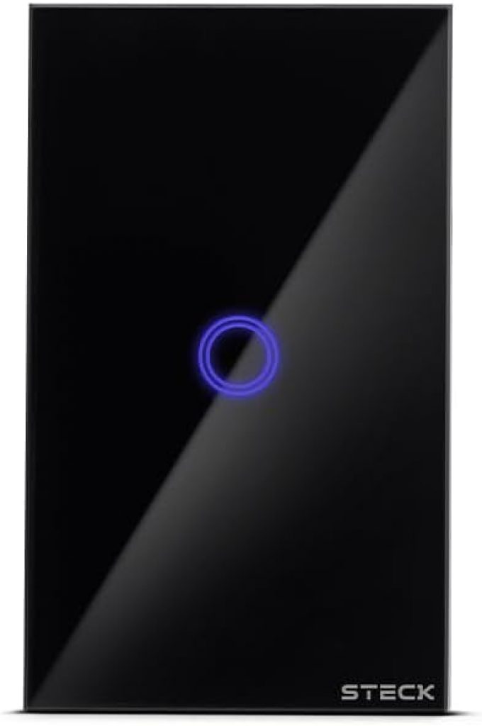 Steck, Interruptor Inteligente 4X2″, Touch Wi-Fi Steck Ambiente Conectado, 1 Módulo, Bivolt, Preto