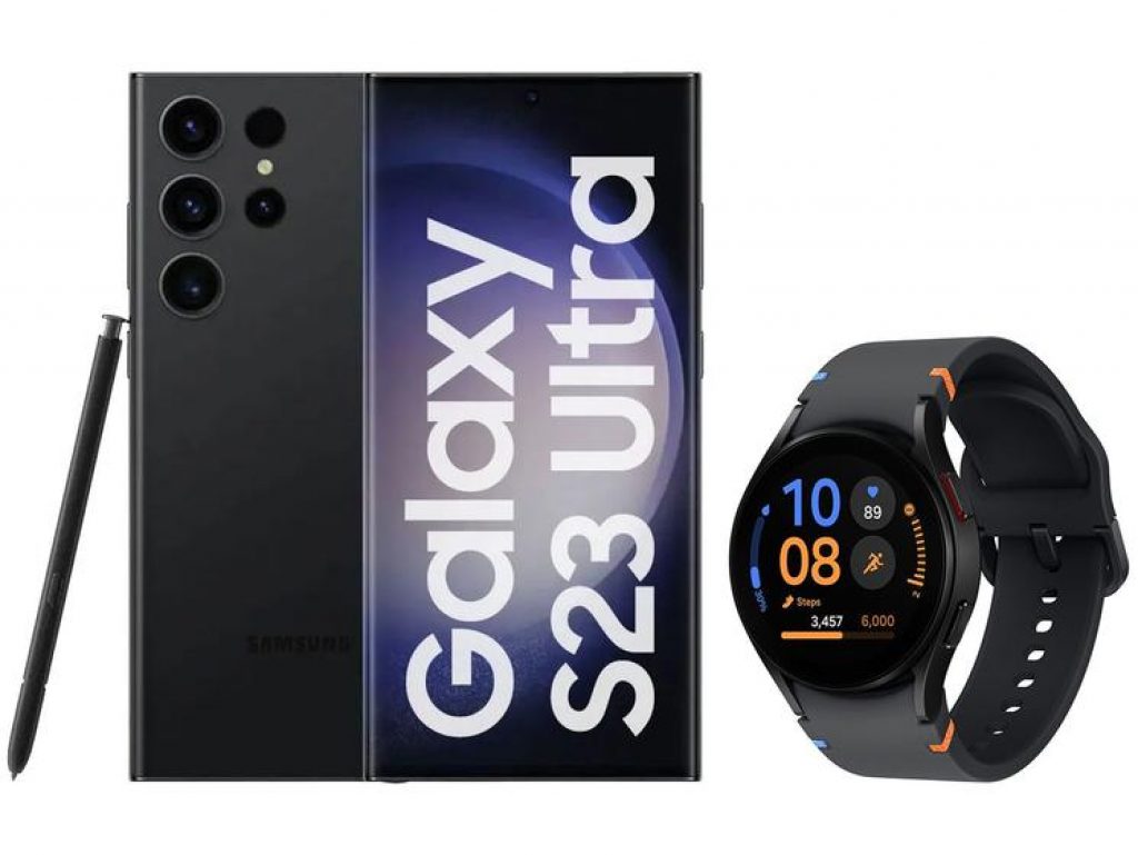 Smartphone Samsung Galaxy S23 Ultra 256GB – 5G + Smartwatch Watch FE 40mm Preto 16GB Bluetooth
