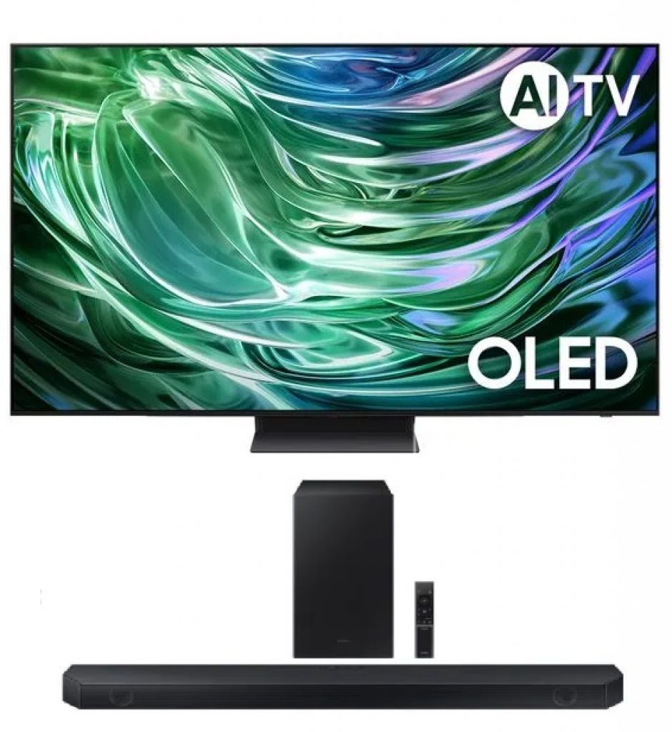 Samsung AI TV 55″ OLED 4K 55S90D 2024, Processador com AI, Painel até 144hz, Design LaserSlim, AI Energy Mode, Alexa built in + Soundbar HW-Q600C