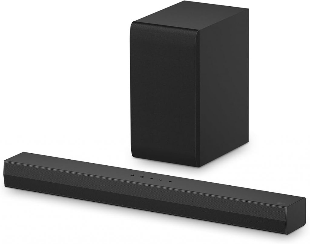 Soundbar LG S40T – 300W RMS, Conexão Bluetooth, 2.1 Canais, AI Sound Pro, Wow Interface, Sem fios, Conexões Múltiplas