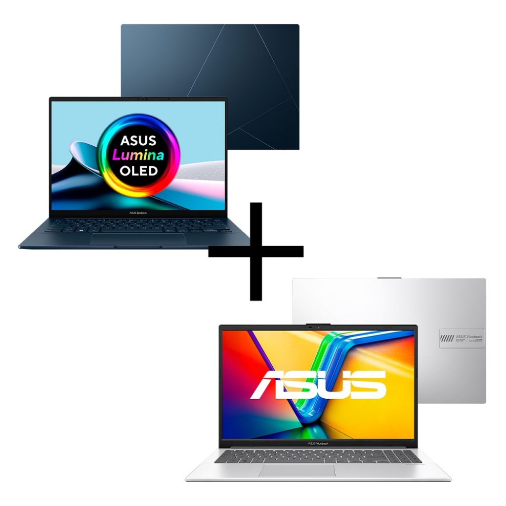 Notebook ASUS Zenbook 14 OLED UX3405MA-QD344W Ponder Blue + Notebook ASUS Vivobook Go 15 E1504GA-NJ438 Cool Silver