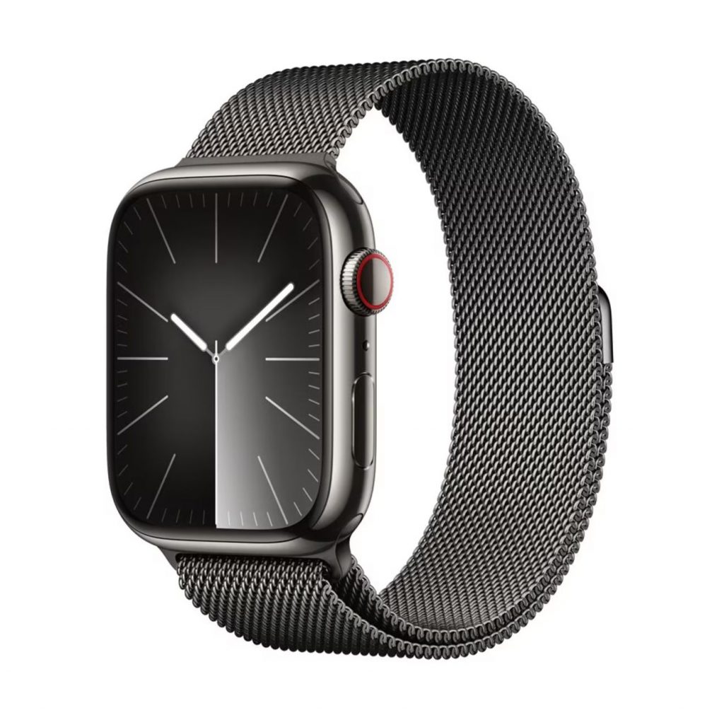 Apple Watch Series 9 GPS + Cellular, Caixa Grafite de Aço Inoxidável de 45mm, Pulseira Grafite Estilo Milanês, Neutro em Carbono – MRMX3BZ/A