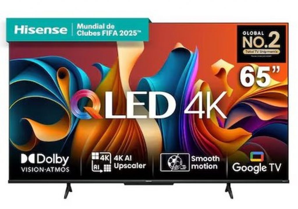 Smart TV 65″ Hisense Ultra HD 4K QLED, Google TV com HDR10+, Dolby Atmos, Modo Esporte, Modo Jogo e Compatível com Alexa – 65A51HUA