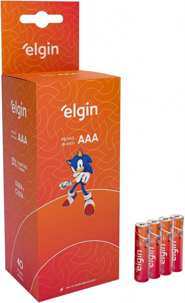 Caixa de Pilha AAA com 40 unidades Elgin Palito – Tubo, Zinco