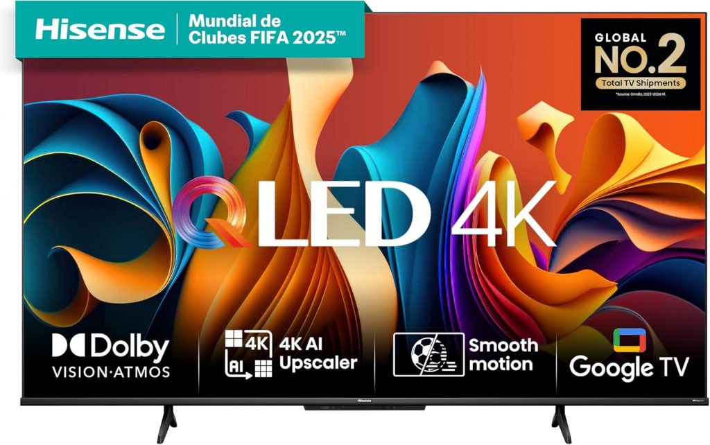 Smart TV Hisense 55 Polegadas 55Q6N 4K UHD QLED HDR10mais Dolby Vision Atmos Google TV