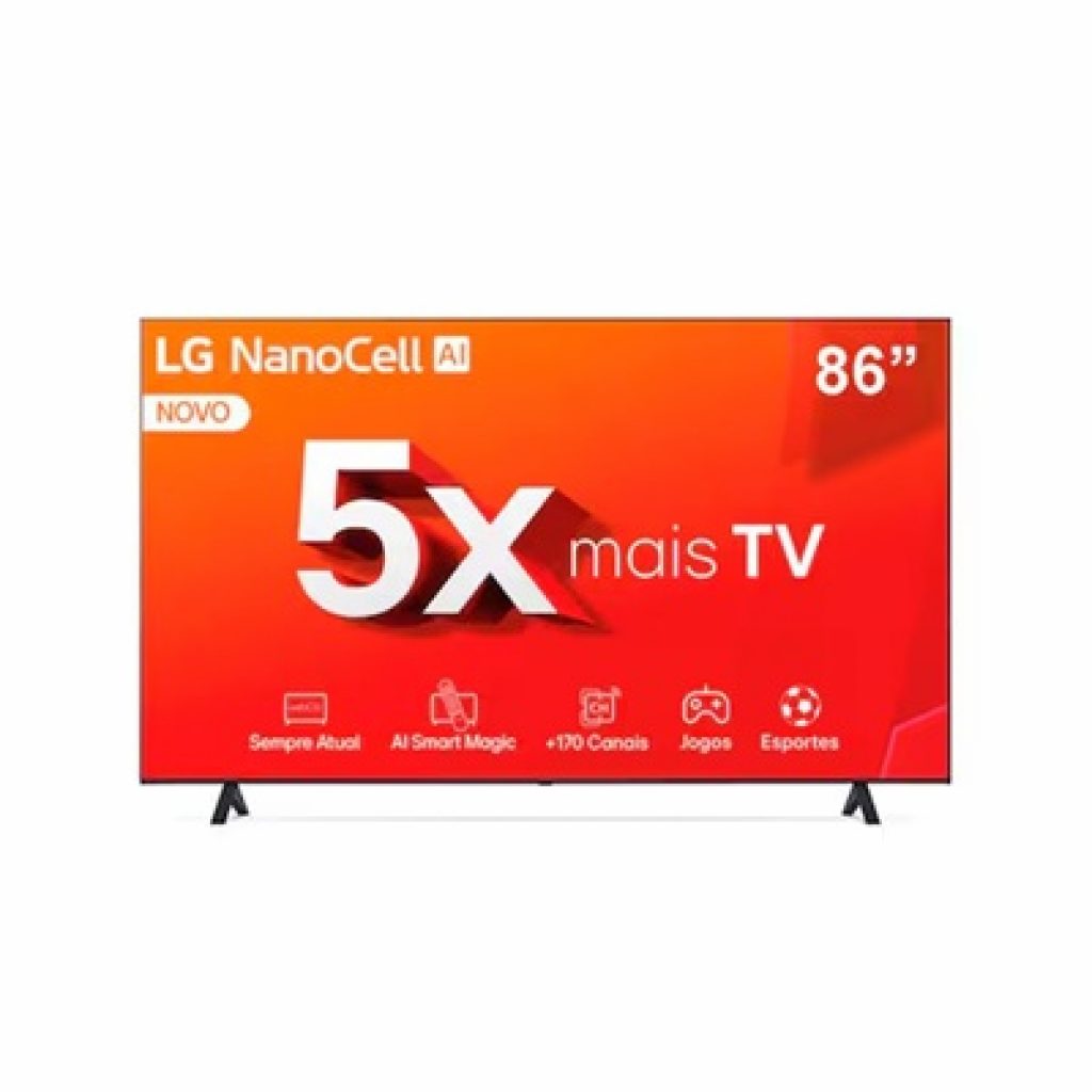 Smart TV 4K 86″ LG NanoCell 86NANO80T com Processador a8 AI, Painel 120Hz, FreeSync, Alexa/Chromecast integrado, webOS 24 e Controle Smart Magic