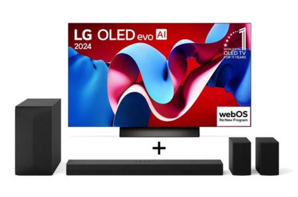Combo Smart TV 55″ 4K LG OLED evo OLED55C4 120Hz Nativo Processador a9 Ger7 Wi-Fi e Bluetooth 4 HDMI 3 USB + Soundbar LG S60TR