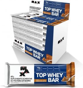 Top Whey Bar – Caixa C/12 Unidades – Max Titanium Sabor Doce de leite