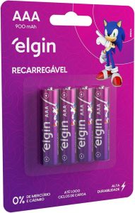 Pilha recarregável AAA 900mAh Elgin com 4 unidades Palito