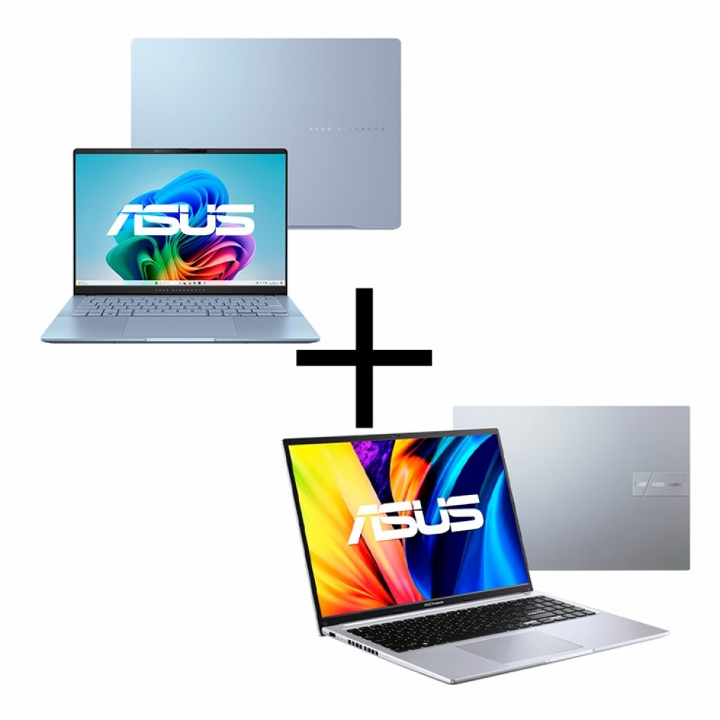 Notebook ASUS Vivobook S 14, Intel Core Ultra 7, 16GB, 512GB SSD, Windows 11 Home, 14″ OLED 120Hz + Notebook ASUS VivoBook 16, Intel Core i7 13a geração, 8GB, 512GB SSD, Windows 11 Home, 16” WUXGA