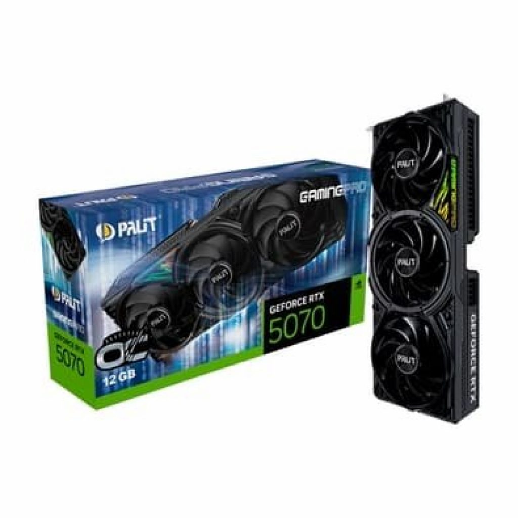 Placa de Vídeo Palit RTX 5070 GamingPro OC NVIDIA GeForce, 12GB, GDDR7, ARGB SYNC EVO, G-Sync, Ray Tracing, DLSS 4 – NE75070T19K9-GB2050A