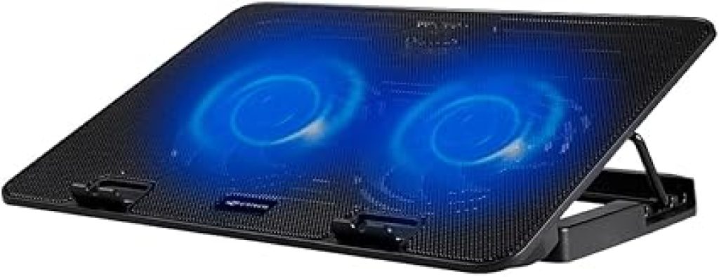 C3Tech Base para Notebook NBC-50BK 15,6″ Refrigerada com 2 Coolers, Led de Iluminacao Azul, Inclinacao Ajustável em 5 niveis, com USB, cor Preta