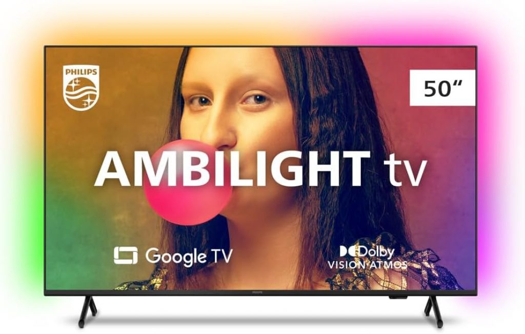Smart TV Philips 50″ 4K 50PUG7908/78 LED Ambilight HDR10+ Dolby Vision 3X HDMI 2X USB Google TV WiFi