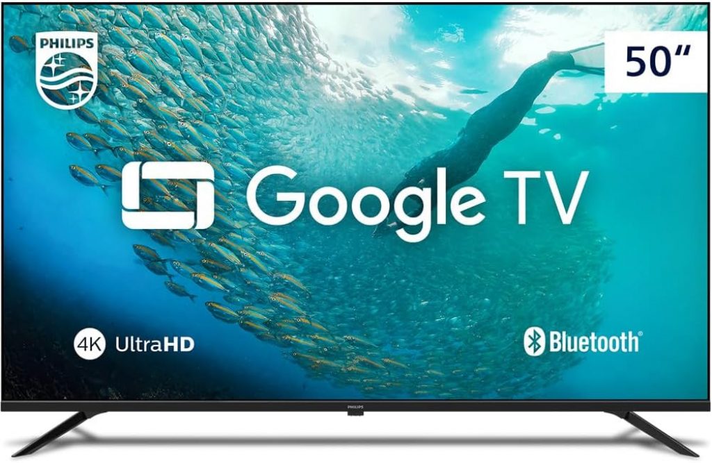 Smart TV Philips 50″ 4K HDR10, Google TV, Dolby Audio, Comando de Voz – 50PUG7019/78