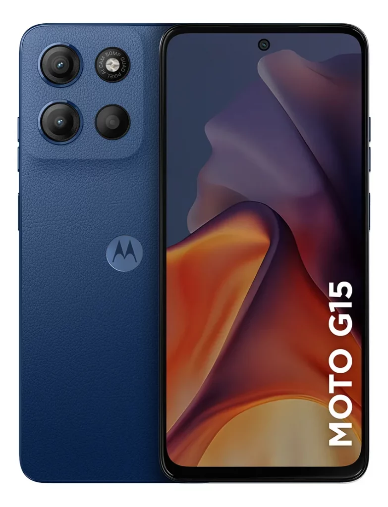 Smartphone Motorola Moto G15 – 128GB 4GB RAM Tela FHD+ 6.7 Com Superbrilho NFC Câmera 50MP com AI e Night Vision Bateria de 5200 mAh – XT2521-2