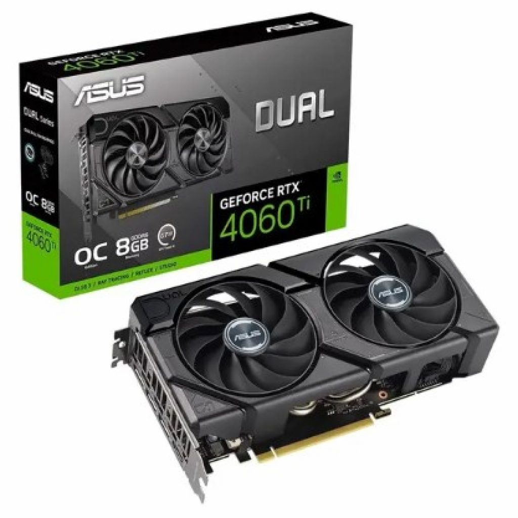 Placa de Vídeo RTX 4060 TI 8G EVO OC ASUS NVIDIA GeForce, 8GB, GDDR6, DLSS3, Ray Tracing, G-Sync – 90YV0J49-M0NA00