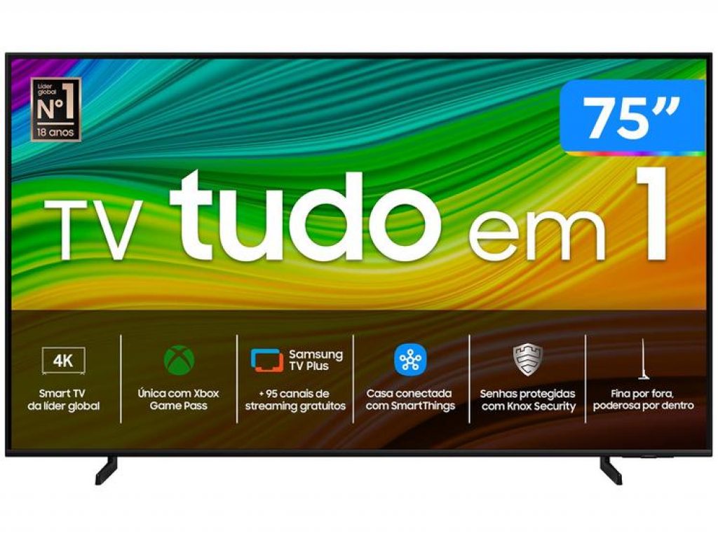 Smart TV 75″ 4K UHD QLED SAMSUNG 75Q60DA Wi-Fi Bluetooth Alexa 3 HDMI 2 USB – QN75Q60DAGXZD