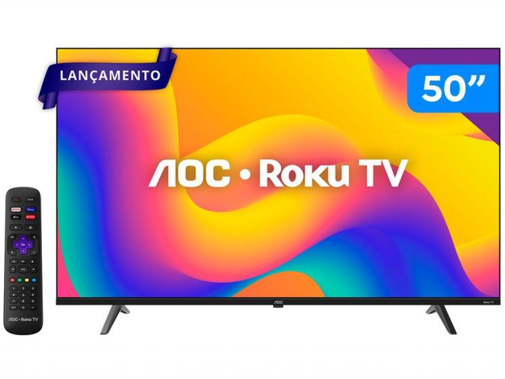 Smart TV 50″ AOC 4K DLED Roku TV Quad Core Google Assistente 3 HDMI – 50U7045/78G