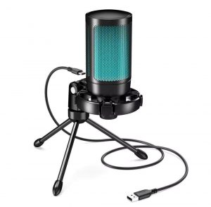 Microfone Gamer Condensador Fifine A2, USB, RGB, Black