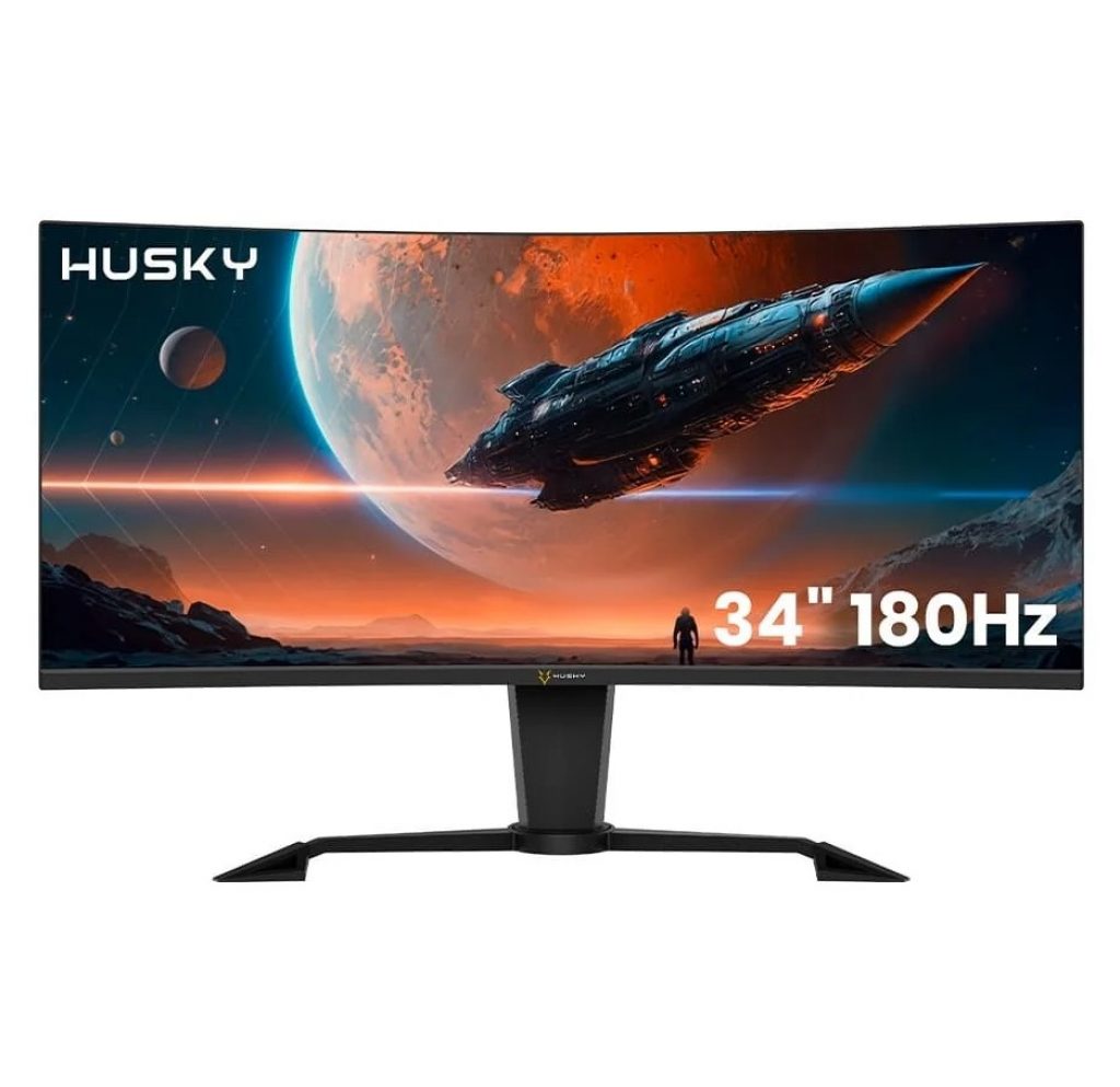 Monitor Gamer Curvo Husky Tempest 34″, Ultrawide, 180Hz, QHD, 1ms, DisplayPort e HDMI, Adaptive Sync, 99% sRGB, Preto – HGMT005