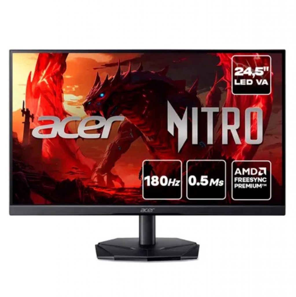 Monitor Gamer Acer Nitro 24,5″ VA 180Hz 0,5ms Full HD AMD FreeSync Bivolt – KG251Q-P3BIIP