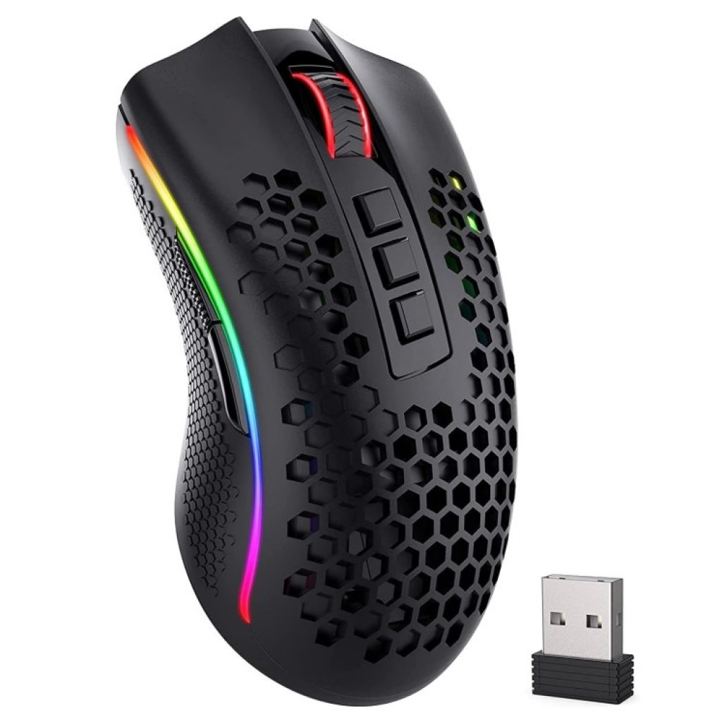 Mouse Gamer Wireless Redragon Storm Pro, RGB, 16000 DPI, Pixart Paw 3335, Preto – M808-KS